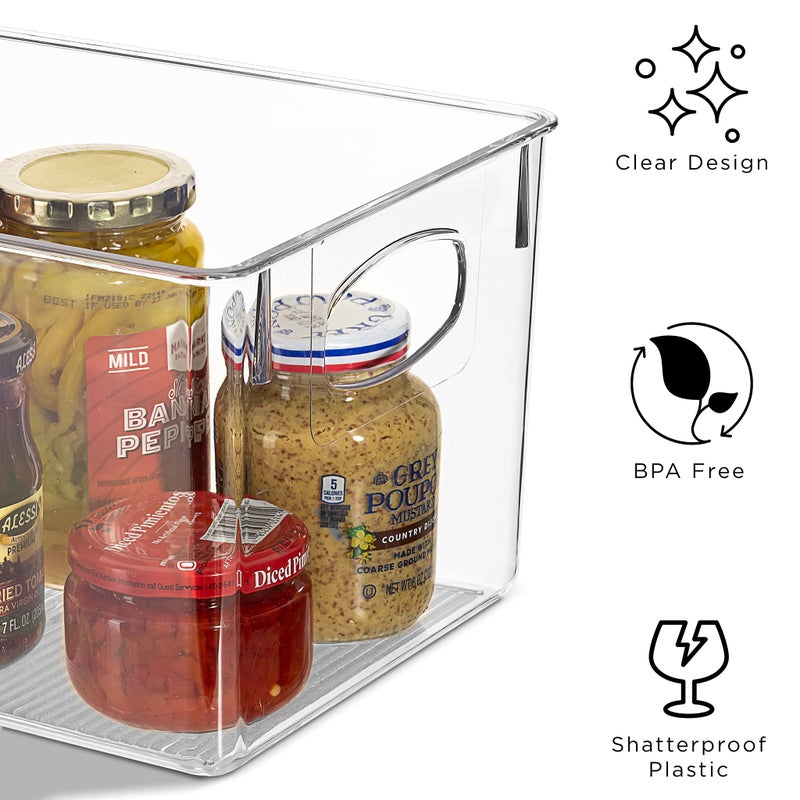 Sorbus Medium Clear Plastic Storage Bins for Shelves, Clothes, with Handle - Clear Storage Bins, Drawer, Shelf, Closet, Pantry, Fridge, Freezer Organizer Bins, Closet Organizers and Storage (4 pack) - Image 5